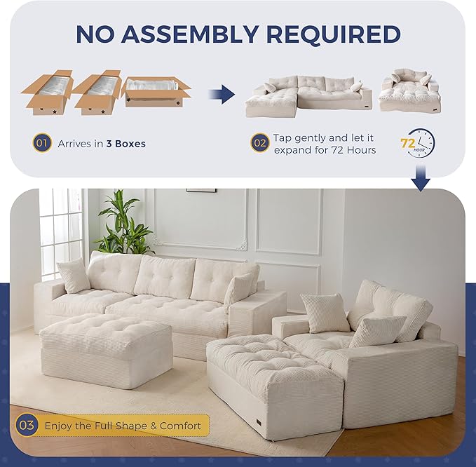 MAXYOYO Sectional Sofa Couch and Chaise Lounge, L Shaped Modern Cloud Couch - Image 8