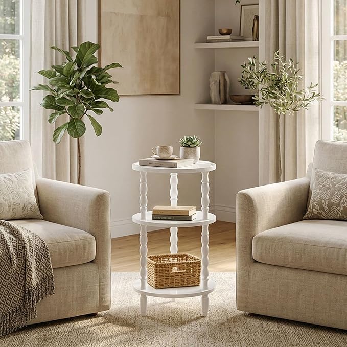 HOOBRO Round Side Table for Small Space, 3-Tier Small Round End Table - Image 4