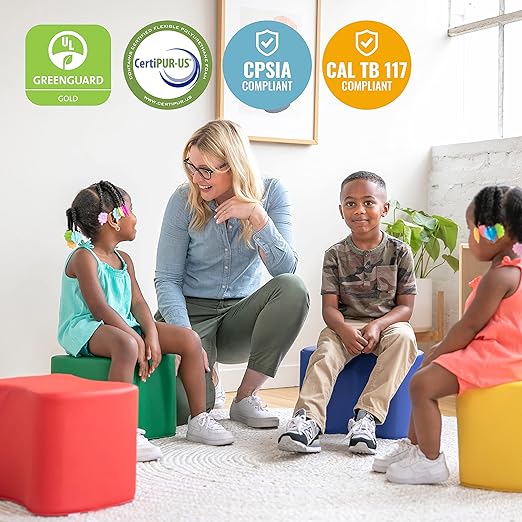 ECR4Kids SoftZone Toddler Modular Stool Set, Flexible Seating - Image 6