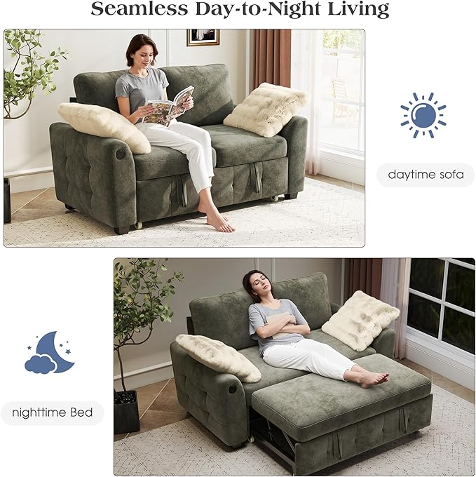 Ihanherry 59-inch Convertible Sofa Bed, Pull Out Sleeper - Image 3