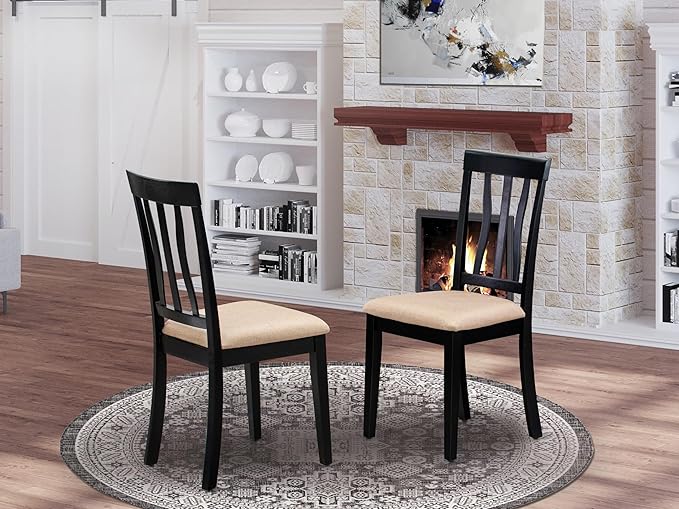 East West Furniture ANC-BLK-C Antique Dining Chairs - Image 2