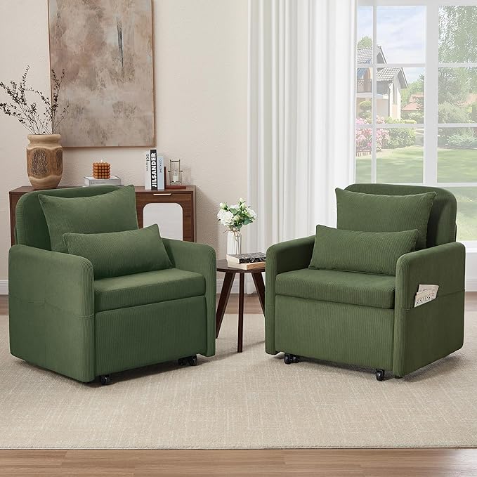 Iroomy 5-Level Adjustable Convertible Sleeper Chair Set of 2, 3-in-1 87'' Long - Image 3