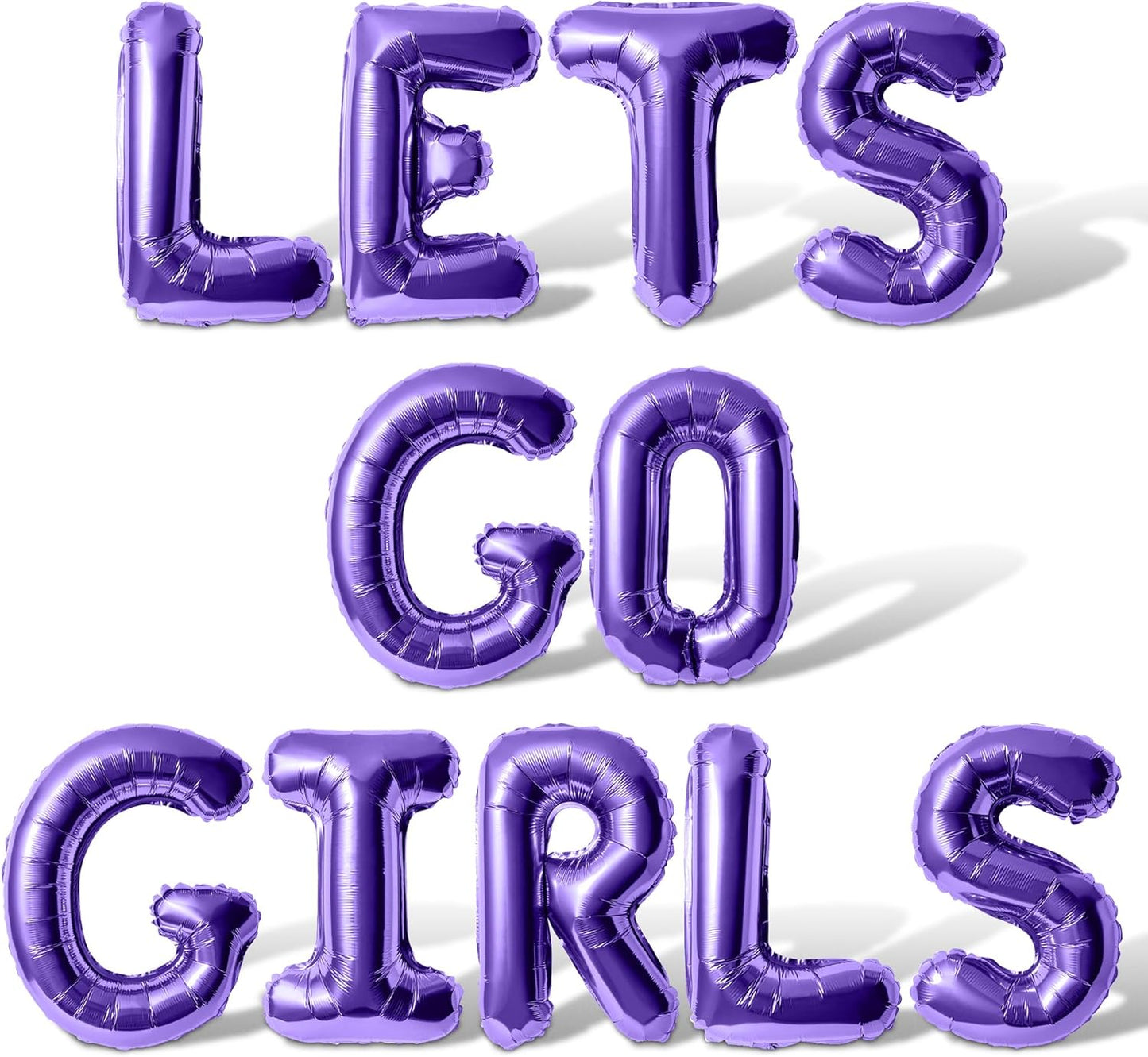 Letter Balloons - LETS GO GIRLS 16" Inch Alphabet Letters Foil Mylar Balloon Bachelorette or Hen Party Banner (Purple)