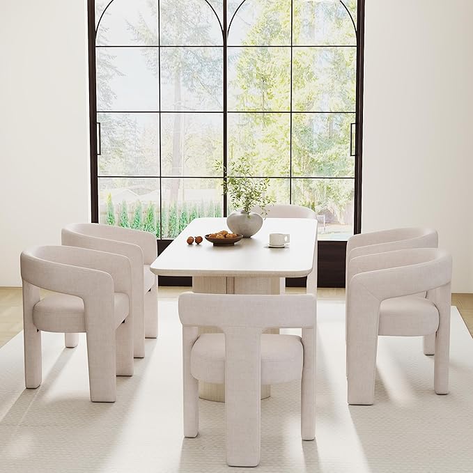 RIVOVA Modern Barrel Dining Chair, Linen Upholstered Accent Side Chair - Image 7