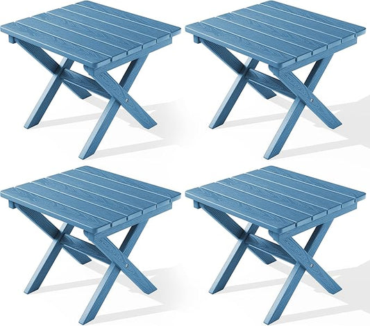 SERWALL Folding Outdoor Side Table Set of 4, Small Adirondack Side Table by SERWALL