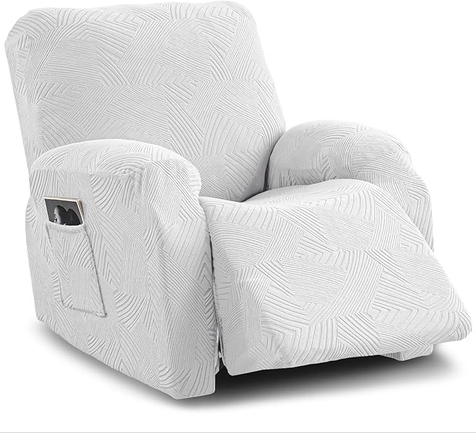 Oversized Recliner Chair Covers, 4-Piece Stretch Geometric Strokes Jacquard by Unknown