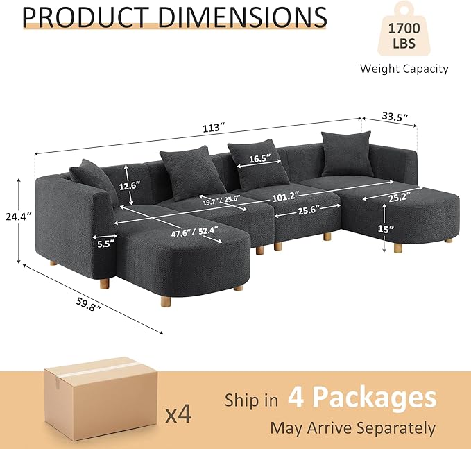 VANOMi 113" Sectional Sofa - Image 2