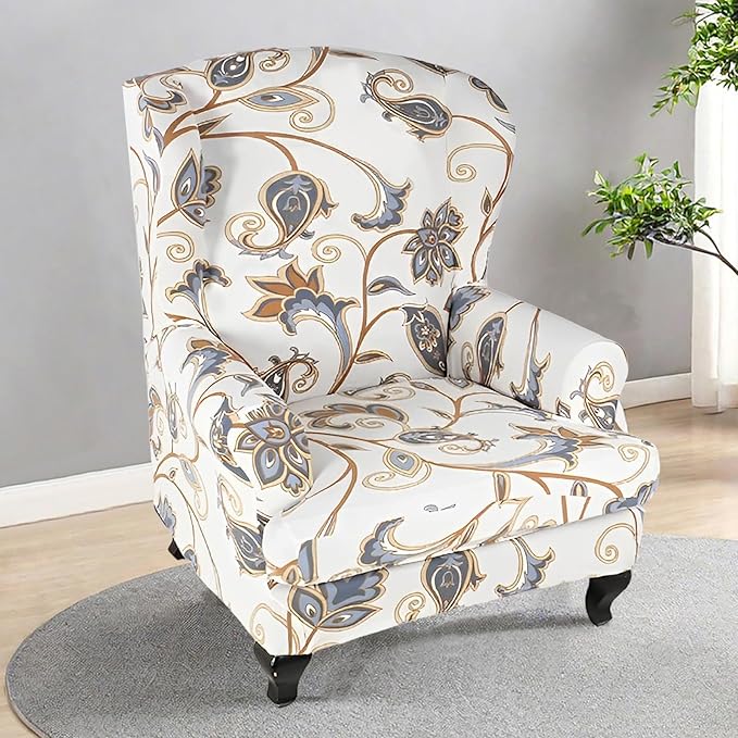 HAOYONG Wing Chair Slipcovers Printed Wingback Chair Covers 2 Pieces Wingback - Image 2