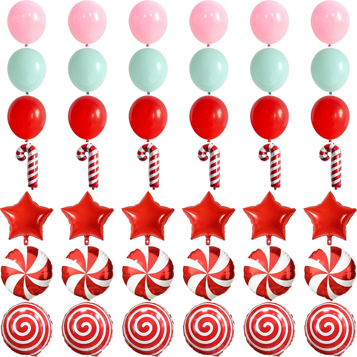 Christmas Balloons Set Pink Green Red Windmill Canes Foil Balloons for Merry Christmas Holiday Woodland Winter New Year Party Decorations