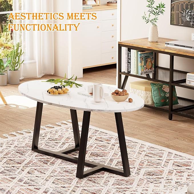 Wolawu Coffee Table Small Oval Table, Modern Center Tea Tables - Image 8