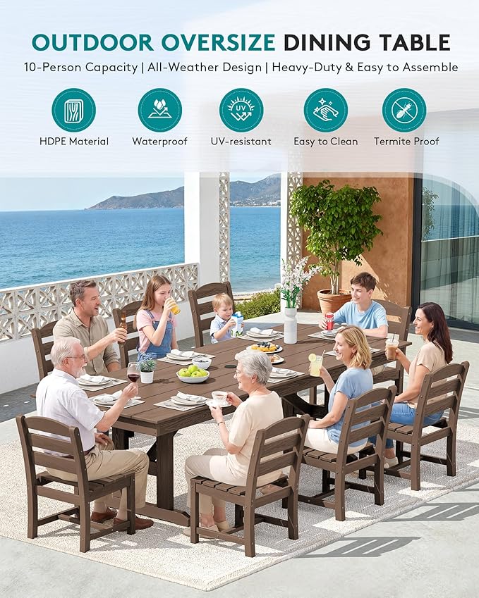 SERWALL 9 Piece Outdoor Dining Set - Image 6
