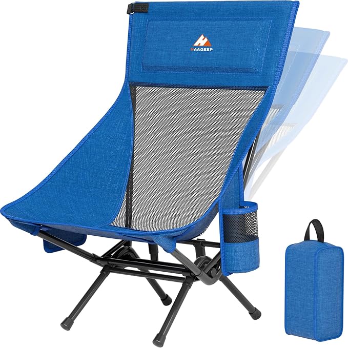 Armless Rocking Camping Chair for Adults, Portable Folding Outdoor Rocker by HAAGEEP