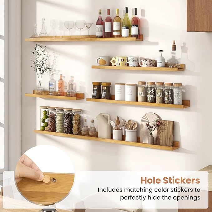 Fun Memories Picture Ledge Shelves Set of 2, 32 Inch Rustic Wall Mounted - Image 6