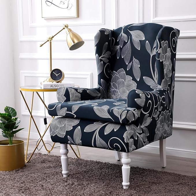 HAOYONG Wing Chair Slipcovers Printed Wingback Chair Covers 2 Pieces Wingback - Image 2