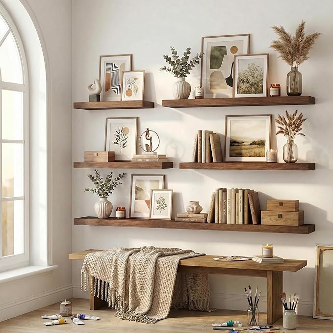 12 inch Deep Floating Shelves for Wall, 48 inch Wide Engineered Wood Wall - Image 7