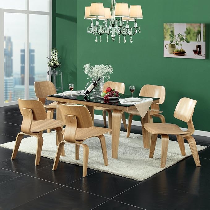 Modway Fathom Mid-Century Modern Molded Plywood Six Kitchen and Dining Room - Image 7