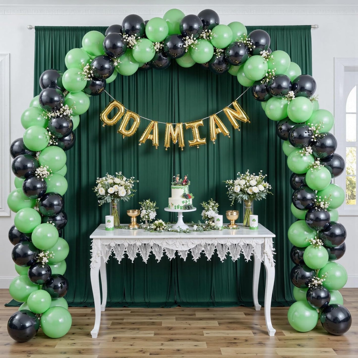 10 ft x 8 ft Wrinkle Free Hunter Green Backdrop Curtain for Parties, Fabric Dark Green Photo Backdrop Drapes 2 Panels 5x10ft for Baby Shower Wedding Birthday Party Photography Curtains