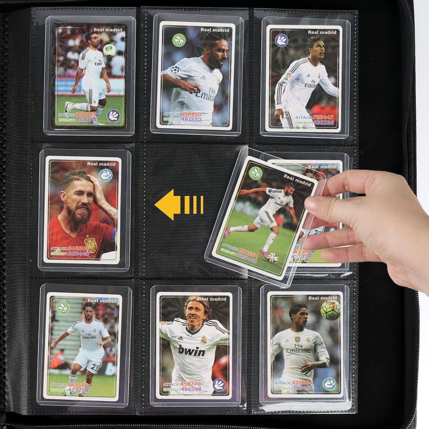 Toploader Binder with 9-Pocket Pages, Holds 288 "3×4" Rigid Toploader Hard Cases, Card Holder for Collectible Cards or Sports Cards, Durable Sleeves for Storage & Display (Gray)