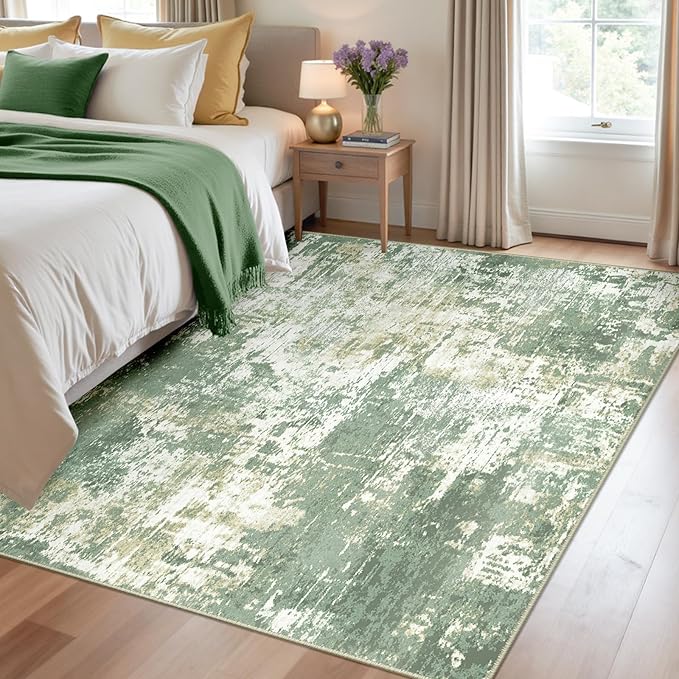 RELEANY Washable Area Rugs 4'x6' Non-Slip Modern Abstract Soft - Image 2