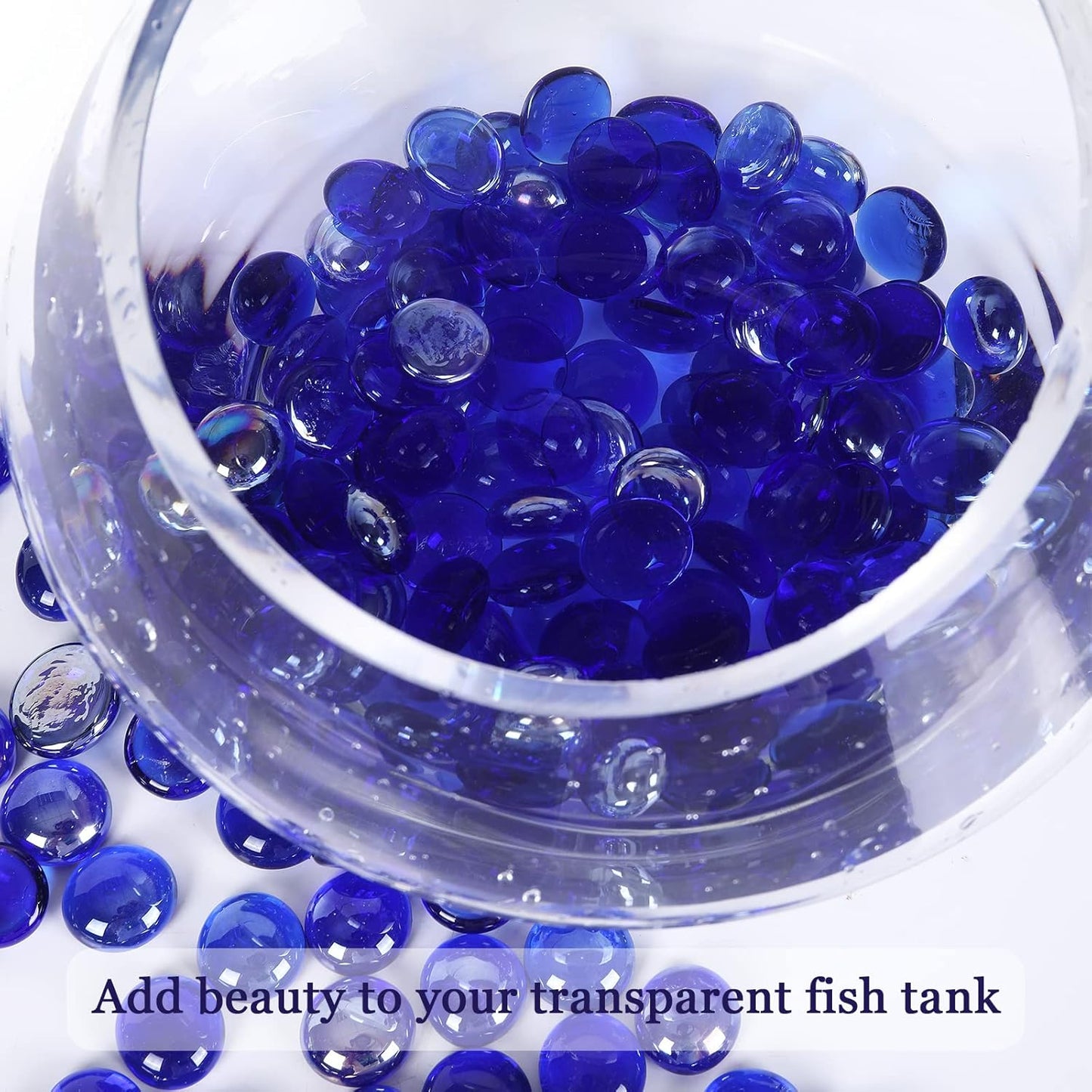 11LB Fire Glass Beads and Marbles for Outdoor Fire Pit and Fireplace, Glass Gemstones for Vase Filler, Aquariums, Hydroponics Plants, Home Decor and DIY Craft, Cobalt