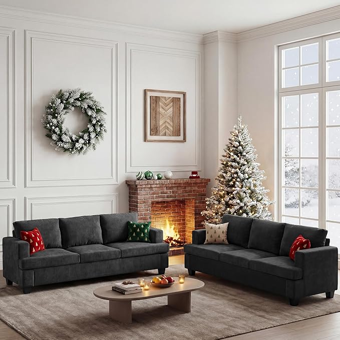 Apicizon 3-Seater Sofa & 3-Seater Sofa, 2 Piece Set Comfy Couch - Image 4
