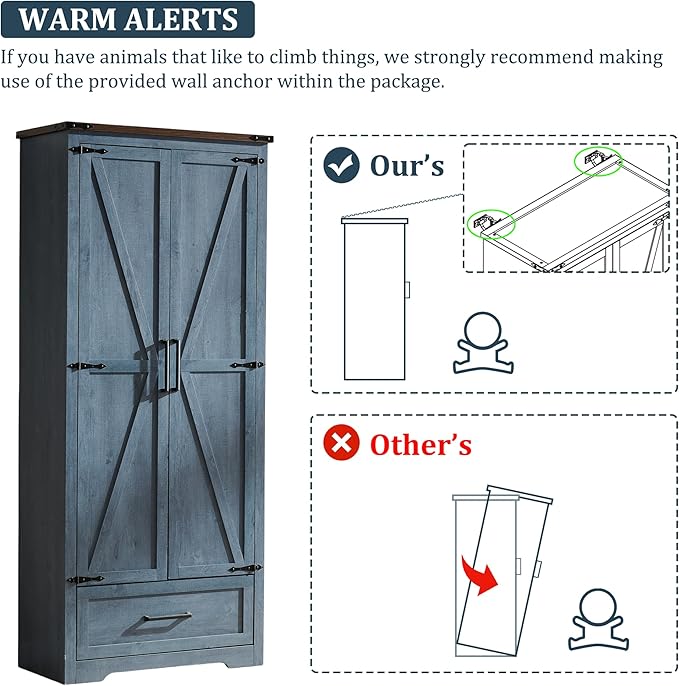 JXQTLINGMU Farmhouse Kitchen Pantry Cabinet - Image 7