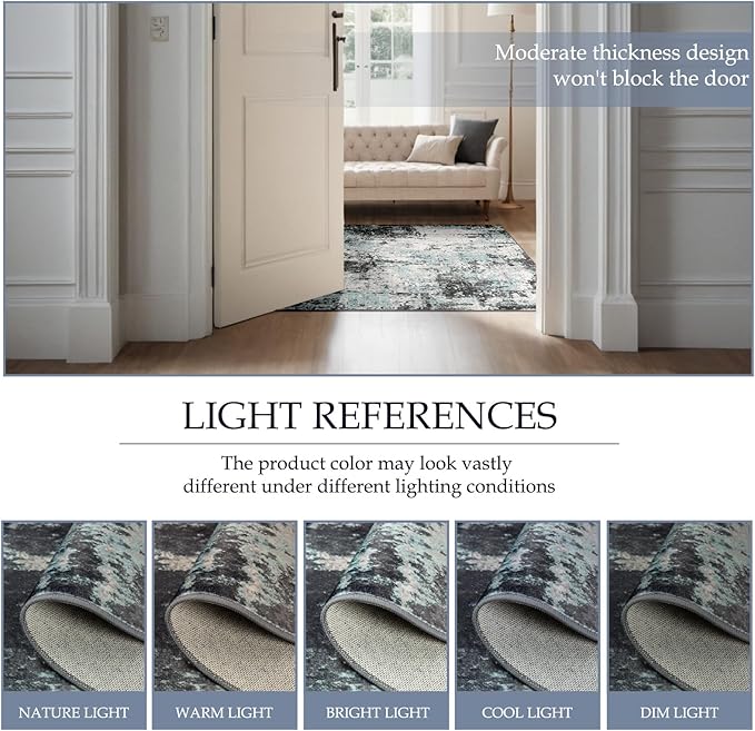 RELEANY Washable Area Rugs 4'x6' Non-Slip Modern Abstract Soft - Image 4