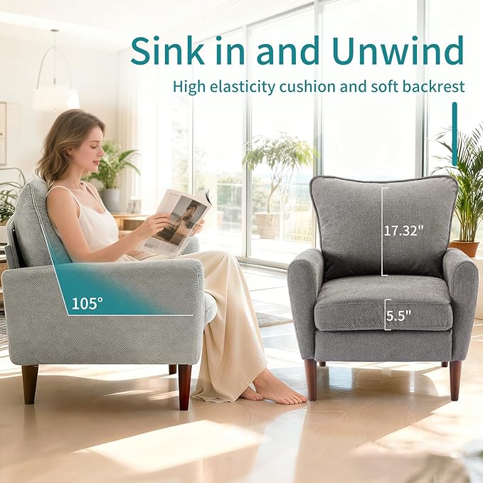 OLIXIS Comfy Accent Chair for Living Room Bedroom and Waiting Room, Upholstered - Image 6