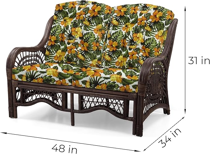 Malibu Lounge Loveseat Sofa Natural Rattan Wicker Handmade Design - Image 2