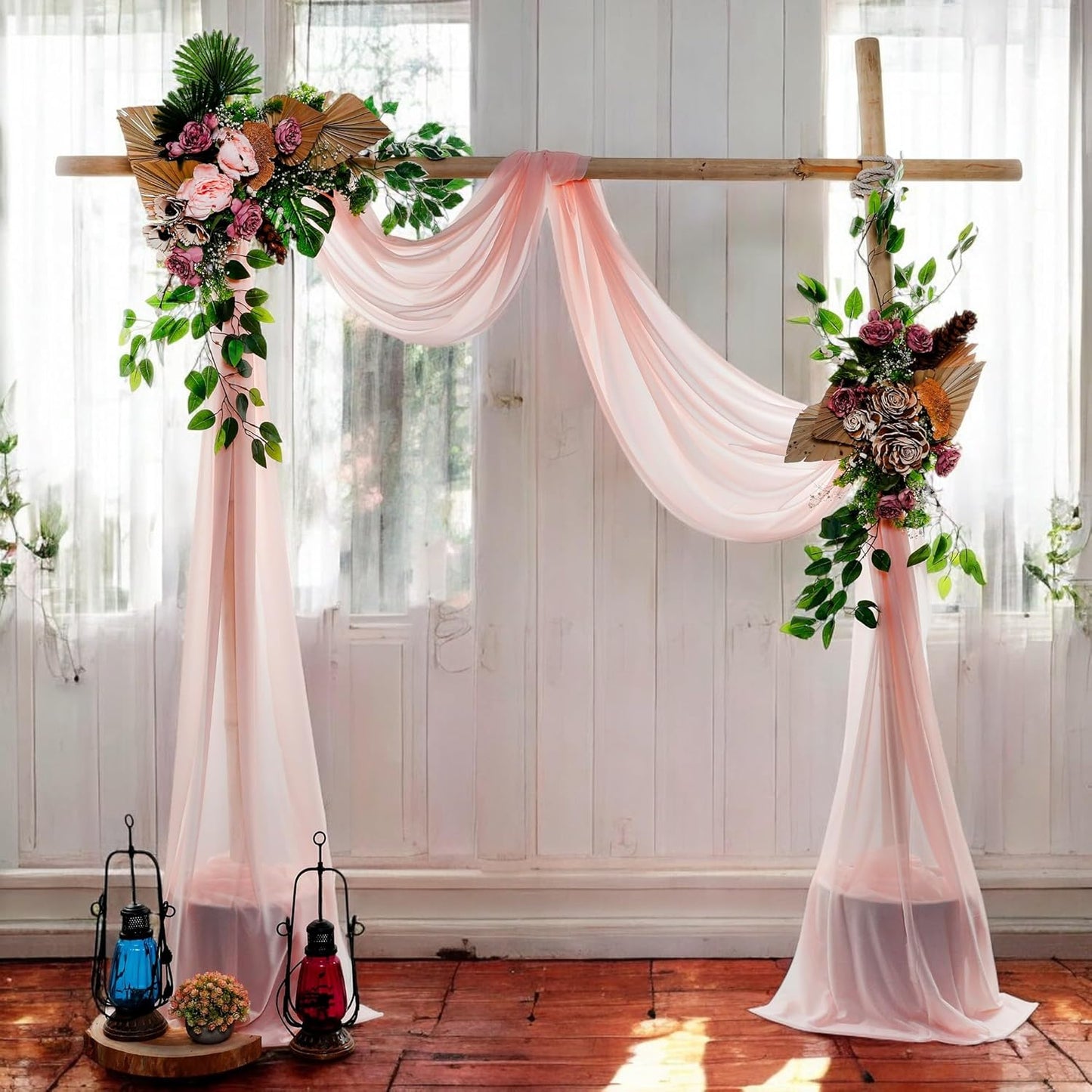 MDS Halloween Chiffon Draping Fabric - 1 Panel, 30" Wide x 30ft Long - Sheer Spooky Arbor & Canopy Drapery for Haunted House Backdrops, Party Ceilings, DIY Costumes & Themed Events - Dusty Rose