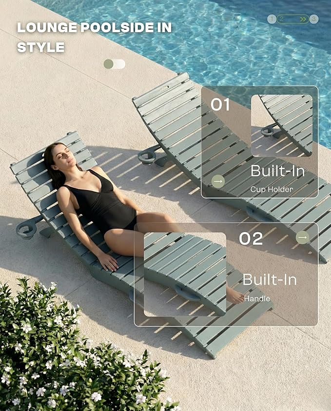 Folding HDPE Outdoor Chaise Lounge - Image 5