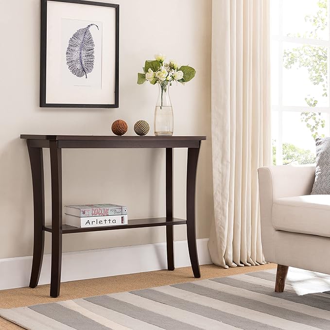 Leick Home Boa Console Table, Solid Wood, Bottom Display Shelf, Narrow Depth - Image 10