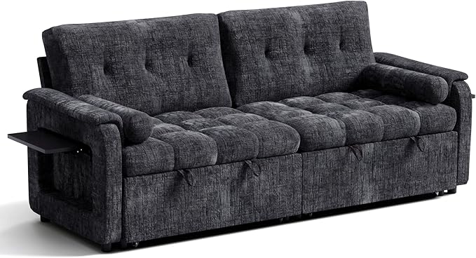 Convertible Sleeper Sofa Bed, 86 Inch Chenille Pull Out Couch - Image 12