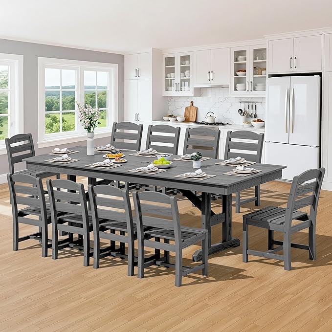 SERWALL Outdoor Dining Table, All Weather HDPE Outdoor Furniture - Image 7
