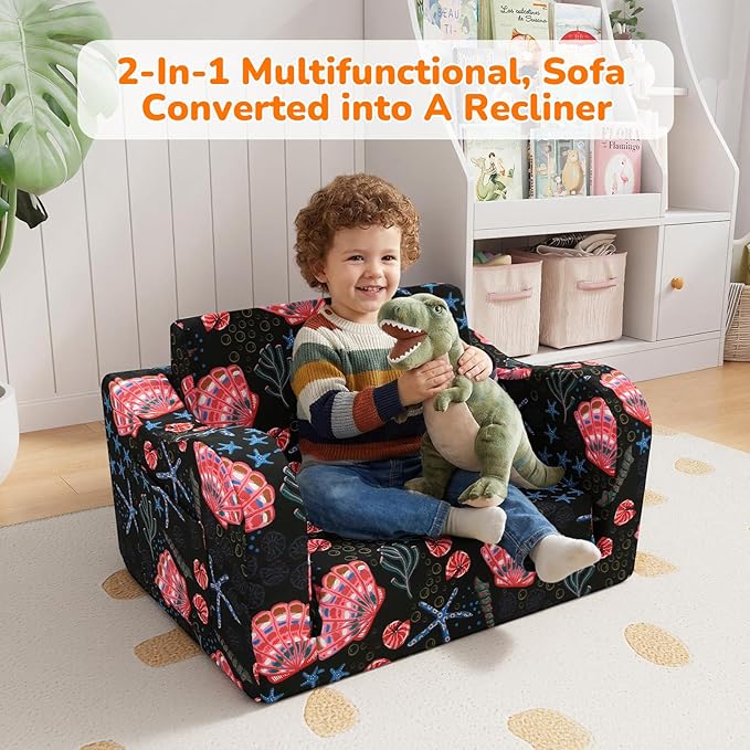 MeMoreCool Folding Kids Couch – 2-in-1 Toddler Sofa Bed, Lounge Chair - Image 5