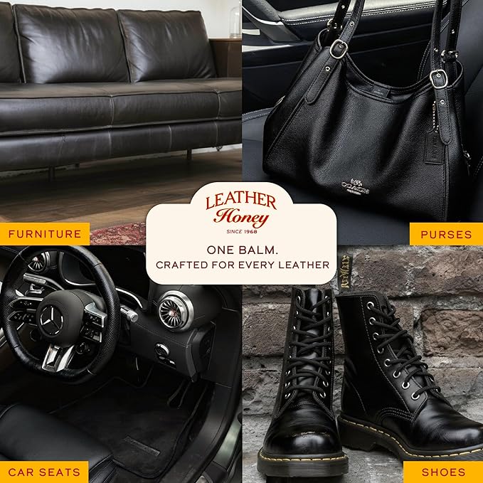 Leather Honey Black Recoloring Balm: Color Restorer and Scratch/Scuff Remover - Image 5
