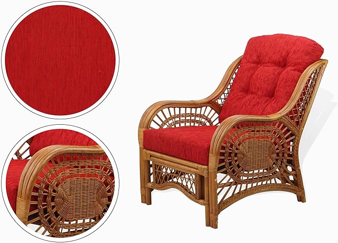 Malibu Lounge Set of 4: 2 Natural Rattan Wicker Chairs, Three-Seater Sofa - Image 4