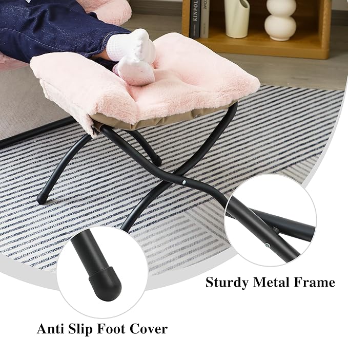 15" Folding Ottoman, Foldable Footrest Stool, Portable Small Foot Stool - Image 7