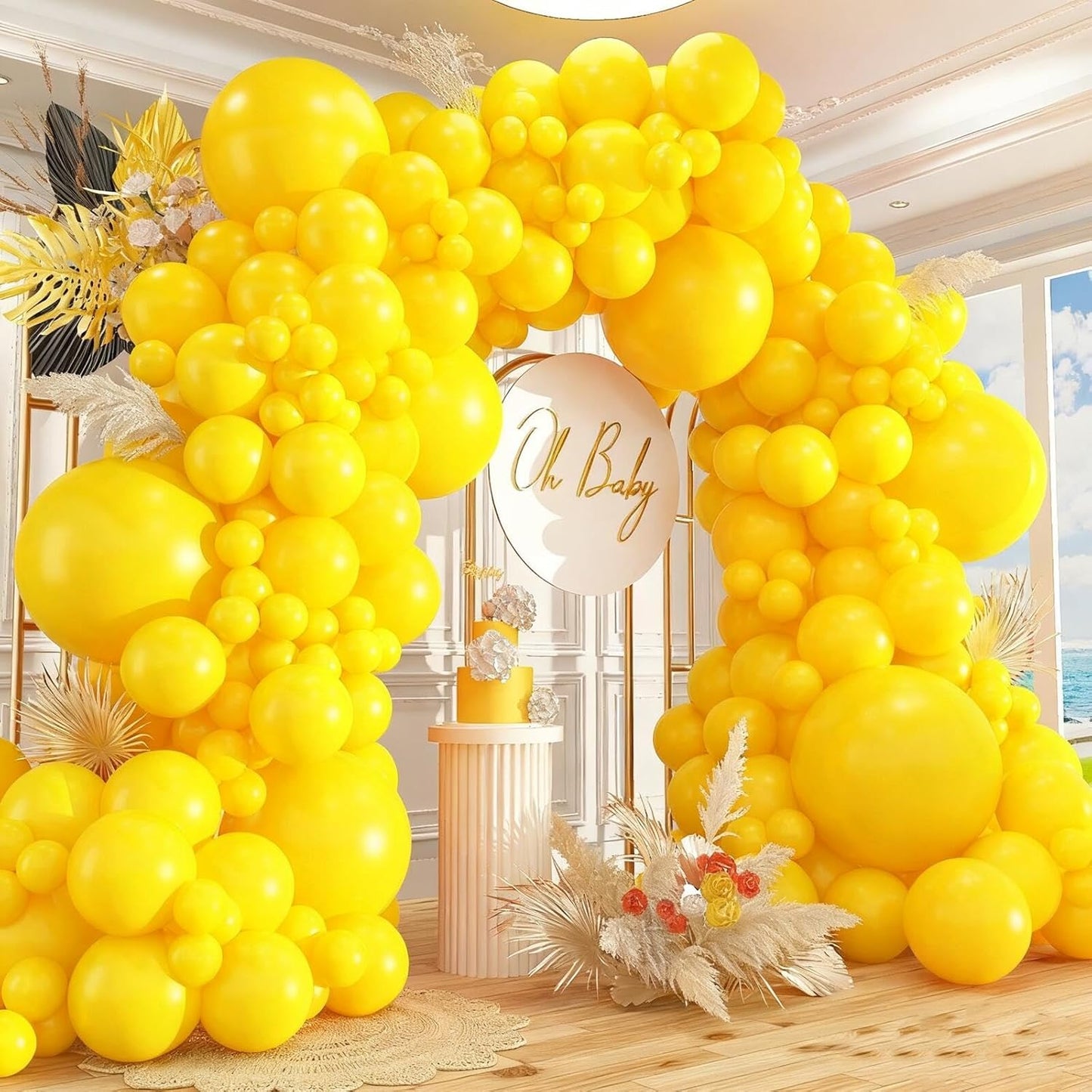 412pcs Yellow Balloon Garland Arch Kit 18 12 10 5 Inch Different Sizes Matte Latex Balloons for Baby Shower Birthday Wedding Honeybee Lemon Gender Reveal Sunflower Theme Party Decoration