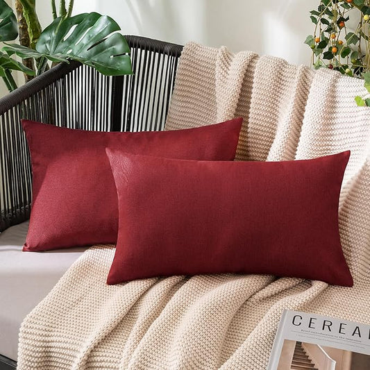 MIULEE Pack of 2 Decorative Outdoor Solid Waterproof Throw Pillow Covers Faux by MIULEE