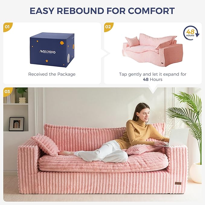 MAXYOYO 76" Bean Bag Sofa Couch, Loveseat Boneless Couch in a Box, Upholstered - Image 9