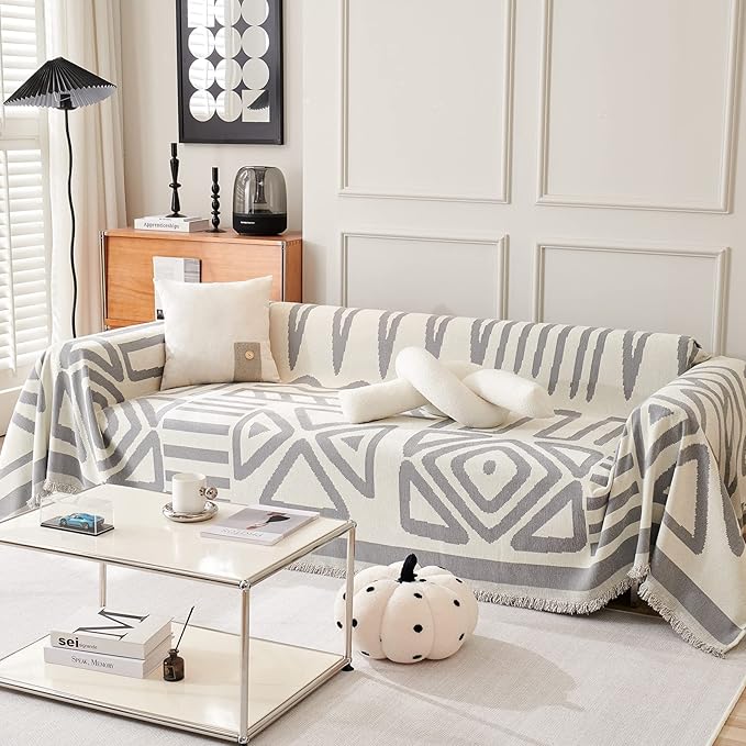 VClife Boho Couch Covers for Sofa, Reversible Plaid Checkered Sofa Slipcover - Image 3