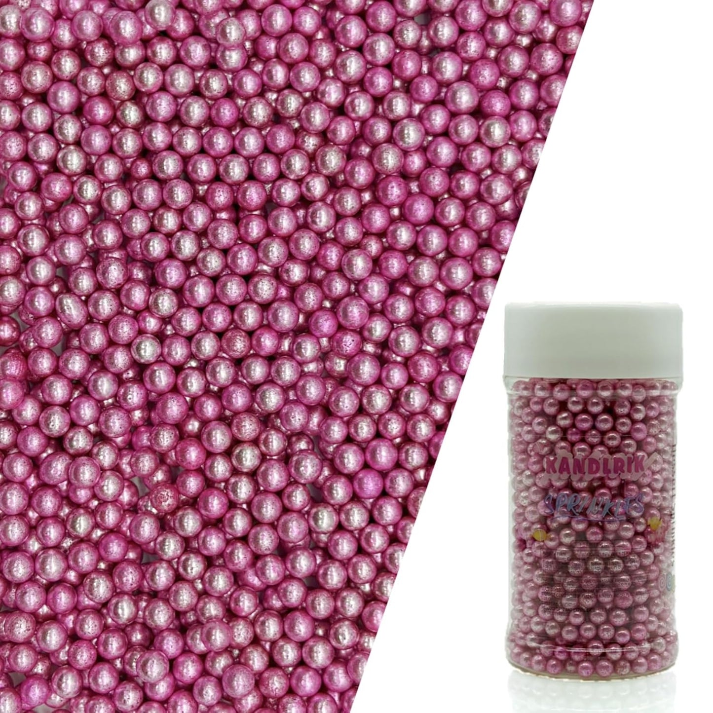 Edible Silver Pink Pearl Sugar Sprinkles Candy 4mm Mini Pearls Cake Decorations Cupcake Toppers Cookie Decorating Perfect for Wedding Party Valentine Halloween Christmas Supplies 3OZ