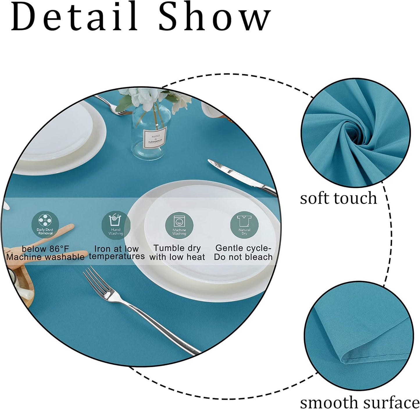 Fitable Rectangle Tablecloth Stain and Wrinkle Resistant Washable Polyester Table Cloth for Buffet Parties and Camping (54x78 inch, Teal)