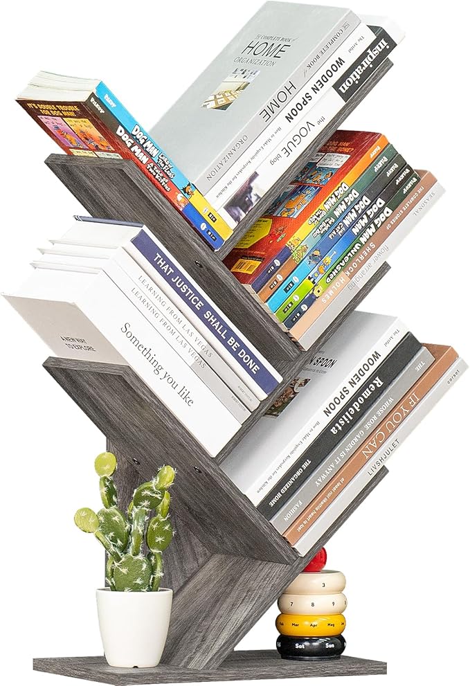 SHEEPAM 5 Tier Tree Book Shelf, Small Desktop Bookshelf - Image 9