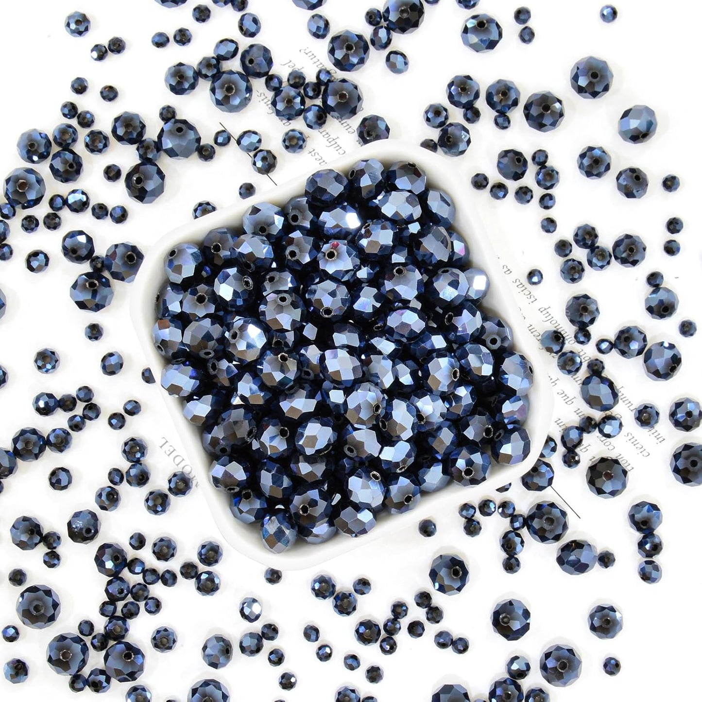 500Pcs 6mm Crystal Glass Beads for Jewelry Making Beads for Bracelets Necklace Pendants Making Supplies(Navy Blue)