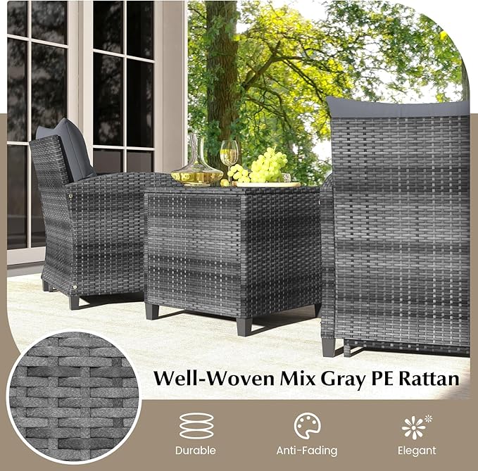 Tangkula 5 Pieces Patio Conversation Set, PE Wicker Rattan Outdoor Furniture Set - Image 7