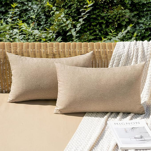MIULEE Pack of 2 Decorative Outdoor Solid Waterproof Throw Pillow Covers Faux by MIULEE