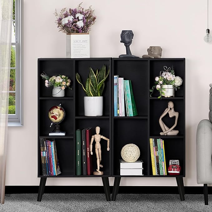 YAHARBO Small Black Narrow Bookshelf, 3 Tier Modern Bookcase - Image 7