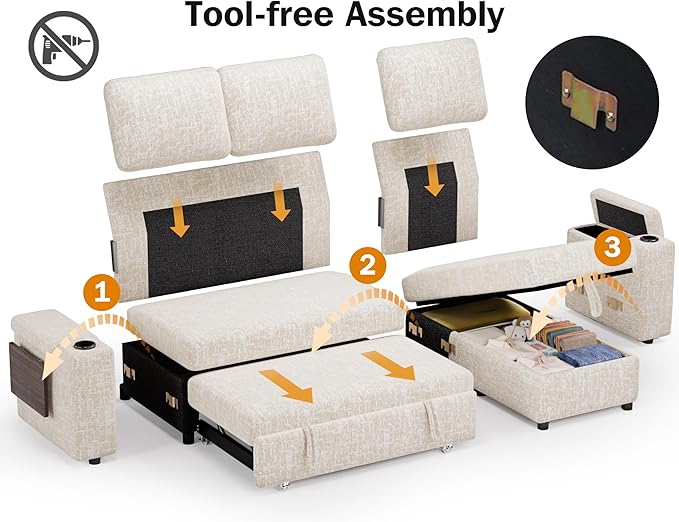 Vipbear 86" Modular Sectional Sleeper Sofa - Image 4